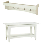 Alaterre Shaker Cottage Coat Hook with Shelf and Bench Set, Ivory