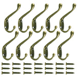 10 Pack Heavy Duty Wall Mounted Coat Hooks Hanger Holder Bronze for Wall Vintage Decorative Double Robe Hooks with 22 Pieces Screws (Bronze)