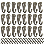 24 Pack Wall Mounted Coat Hooks Hanger Holder Bronze for Wall Vintage Decorative Single Robe Hooks with 50 Pieces Screws (Bronze)
