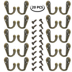 20PCS Wall Hook , No Scratch Bronze Single Coat Robe Hanger Hardware For Dress , Clothes , Jewelry , Heavy Duty C Mounted Towel Hooks With 40 Screws , Display For Kitchen , Home , Office, Closet