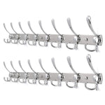 2pacs, WEBI 30-Inch Entryway Robe Hat Clothes Towel Rack Rail/Coat Rack with 8 Flared Tri Hooks, Wall Mounted, Aluminum/Chrome Finish