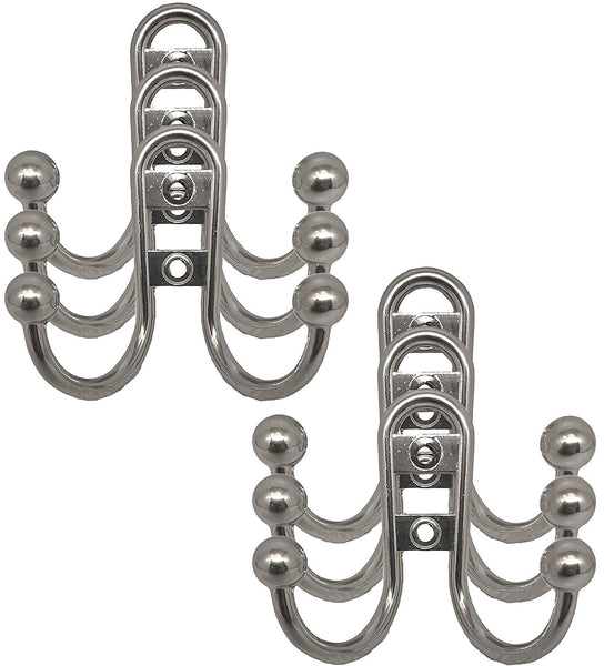 Double Coat Hook Hoops, Bronze, White & Satin Nickle Available (Satin Nickle- 6 Hooks)