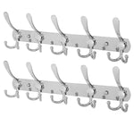 WEBI Flared Tri-Hook with 5 Coat Hat Hook Rack Towel Hanger Colset Organizer for Garage Storage, Home, Office Wall Mounted, Aluminum/Chrome Finish,2Packs