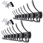 WEBI Coat Rack Wall Mounted-30 Inch 8 Tri Hooks (24 Hooks) Decorative Coat Hat Hook Rack,Heavy Duty Triple Hook Rail Wall Hanging Hooks for Bathroom Kitchen Office Entryway Closet,Black,2 Packs