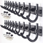 WEBI Wall Mounted Coat Rack - 30-Inch 10 Hooks Rack Rail, Heavy Duty Coat Hat Hook for Bathroom Entryway Closet Foyer Hallway,Black,2 Packs