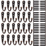 24 Pieces Coat Hooks Wall Mounted Single Coat Hanger and 50 Pieces Screws for Cloakroom, Clothes, Hat, Scarf, Bags, Keys, Shoes, Coffee Cup Holder, Ho