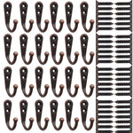 24 Pieces Coat Hooks Wall Mounted Robe Hook Single Coat Hanger No Scratch and 50 Pieces Screws 1.26 Inch Interior Diameter Copper Color
