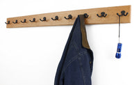 Solid Cherry Wall Mounted Coat Rack with Oil Rubbed Aged Bronze Coat Hooks - Double Style Wall Hooks - 4.5" Utra Wide Rail- Made In the USA - (Natural Stain - 4.5" x 52" -10 Hooks)