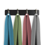Umbra Wall Mount Coat Rack - Entry-Way Storage Rack (Brushed Nickel-Black) Wall Mounted Hook Hanger and Towel Rack for Jackets, Coats, Hats, and Scarves