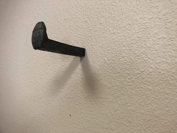 Railroad spike coat hook, hat hook, towel hanger