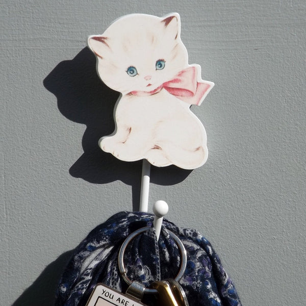 Cute Kitty Cat with a huge pink bow Coat Hook