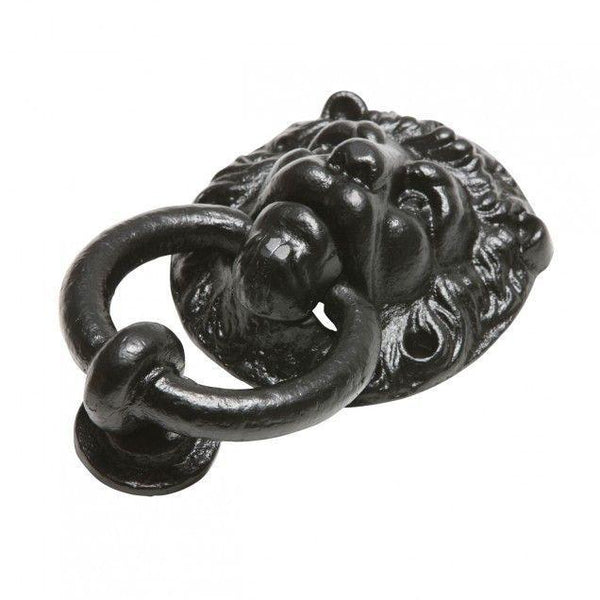 Lions Head Iron Door Knocker · Antique Black Kirkpatrick 896 ·