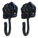 4" Rose - Coat Hook - BB-367 - for coats, bags, etc - Black Finish For interior & Exterior Designing Wrought Iron Coat Hook