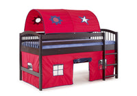 Ashford Kids Loft Bed with Tent and Playhouse - Red/Espresso