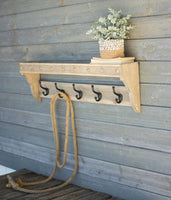 Recycled Wooden Shelf With Coat Hooks