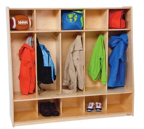Tip-Me-Not™, 5 Section Locker with Seat, 54" W x 16" D x 48" H