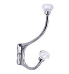 7 Inch Solid Brass Coat Hook & Diamond Cut Clear Glass Knobs
