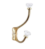 7 Inch Solid Brass Coat Hook & Octagonal Clear Glass Knobs
