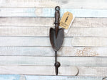 Rustic metal garden spade coat hook