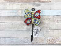Large Red/green ceramic butterfly coat hook