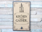 Kitchen is where we gather grey/cream apron coat hook