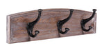 Vintage Pine Panel Three Hooks Coat Rack