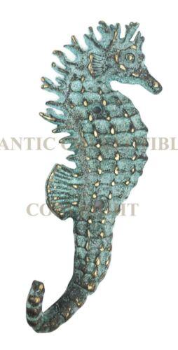 Coastal Marine Ocean Seahorse Single Wall Mount Brass Coat Hook Hanger Figurine