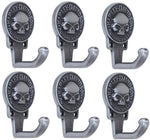 (6) HDL-10103 Harley Davidson Pewter Finish Skull Design Coat Hooks