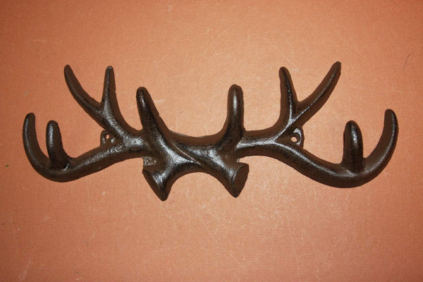 9) pcs, Deer Hunter coat hat hook, Deer Hunter hat hook, Deer Hunter coat hook, cast iron antler wall hook,  free shipping, W-36