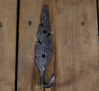 Cast Iron Black and Silver Feather Coat Hook