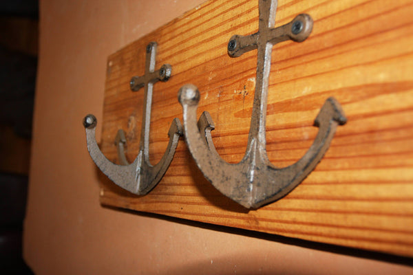 Nautical Anchor Coat Hook Set, Hand-Made on Reclaimed Southern Pine Ship Lap, Shipping Included, The Country Hookers, CH-1