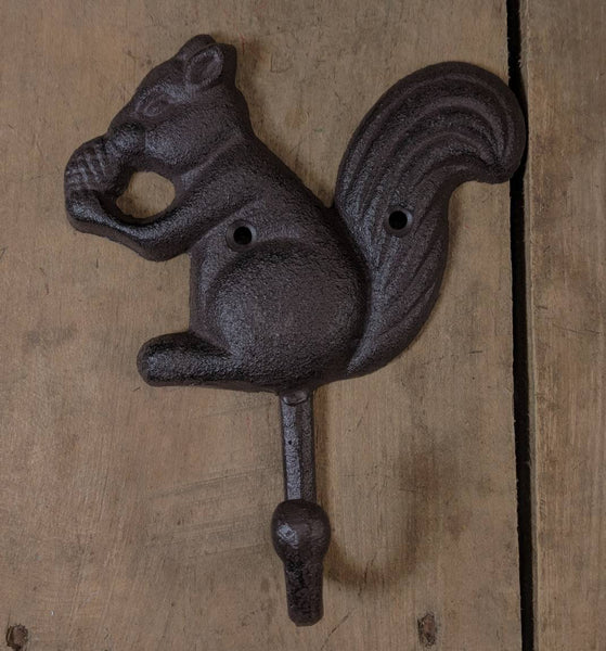 Brown Cast Iron Squirrel Coat Hook
