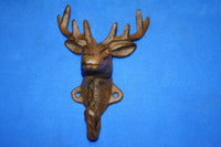 Deer Head Antler Coat Hooks Rustic Cast Iron 6&quot; high, Deer Lease Mancave Mudroom Wall Hooks, Volume Priced, H-20