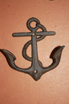 2 pieces) Cast iron anchor wall hook 4 3/4&quot; x 5 1/4 inch free shipping, cast iron nautical home decor, anchor coat hook, anchor, N-43~