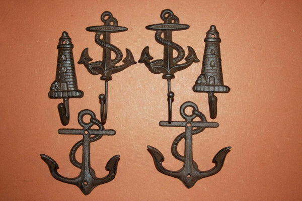 6 pieces) Vintage look anchor wall hooks, free shipping, anchor, lighthouse, maritime, sailor, coat hook, towel hook, N-43,48,56~