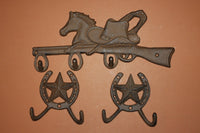 6) pcs, Cast iron cowboy ranch decor, horse rifle cowboy coat hook, Lone Star wall hook, farm & ranch decor, Free ship, W-12,27