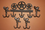 5)pcs, Cast iron lone star farm and ranch decor, lone star wall hooks, lone star coat hook, 11 inch cast iron, Free shipping, W-56,6