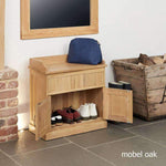 Mobel Oak Shoe Bench with Hidden Storage