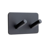 Matt Black Double Hat & Coat Hooks On 3M Adhesive Plate