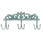 6 Hook Vintage Wall Mounted Turquoise Metal Entryway Storage Hooks